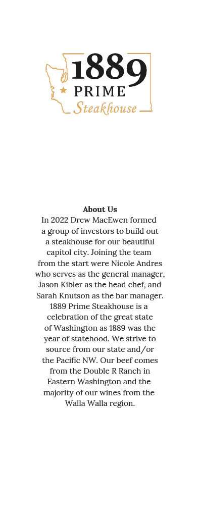 Prime 1886 Steakhouse Menu